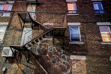 Exterior of building with fire escape