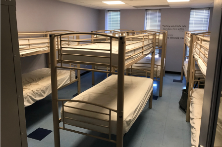 Dorm-style room with bunk beds